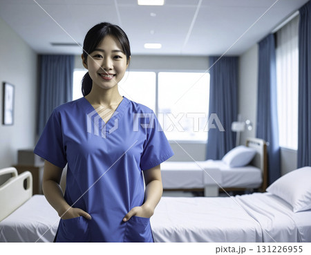 介護施設で働く笑顔の女性スタッフ 131226955