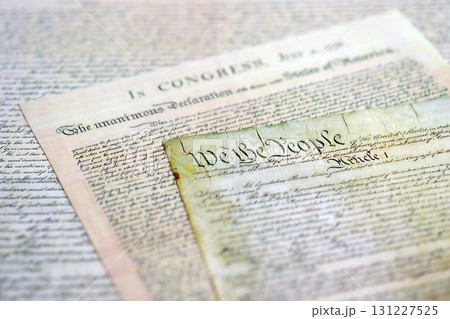 Close up of Constitution of the United States of America with the Declaration of Independence 131227525