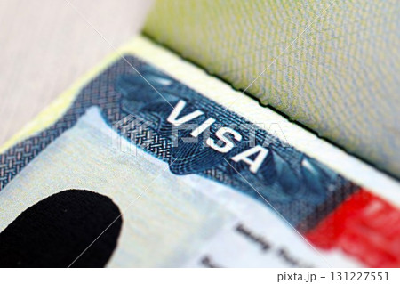 Visa stamp travel passport immigration macro emigration 131227551