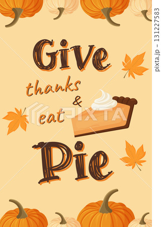 Pumpkin Pie Thanksgiving Poster Vector Illustration. 131227583