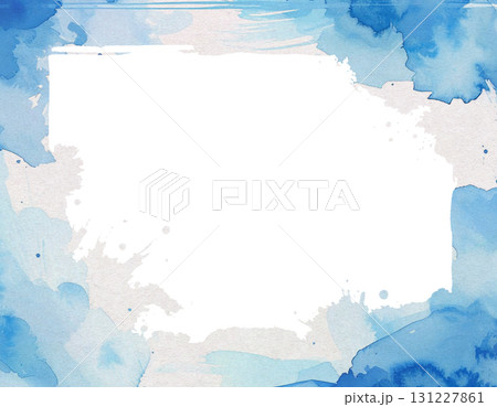 スカイブルーのペイントフレーム 背景透過 01 131227861
