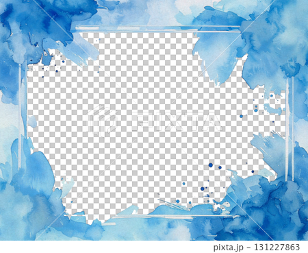 天藍色油漆框透明背景03 131227863
