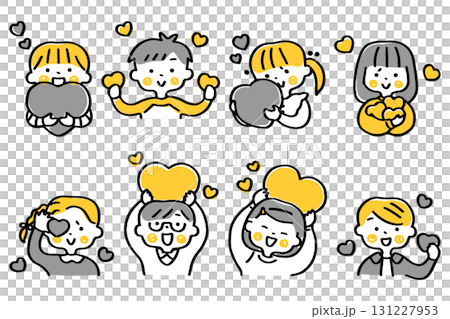 Illustration set of children holding hearts ② Illustration set of children holding hearts ② 131227953