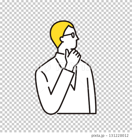 Thinking business person, man wearing glasses 131228012