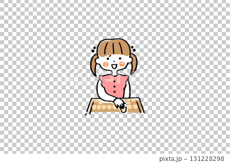 A girl playing shogi with a smile 131228298