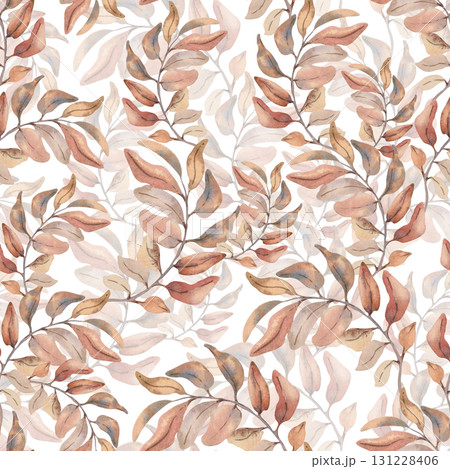 Vertical Wavy autumn foliage tree watercolor seamless pattern isolated white. Curling branches in soft beige and brown tones hand painted. Repeating fall tree lines endless texture for wallpaper. Vertical Wavy autumn foliage tree watercolor seamless pattern isolated white. Curling branches in soft beige and brown tones hand painted. Repeating fall tree lines endless texture for wallpaper. 131228406
