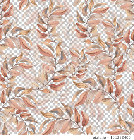 Vertical Wavy autumn foliage tree watercolor seamless pattern isolated white. Curling branches in soft beige and brown tones hand painted. Repeating fall tree lines endless texture for wallpaper. Vertical Wavy autumn foliage tree watercolor seamless pattern isolated white. Curling branches in soft beige and brown tones hand painted. Repeating fall tree lines endless texture for wallpaper. 131228406