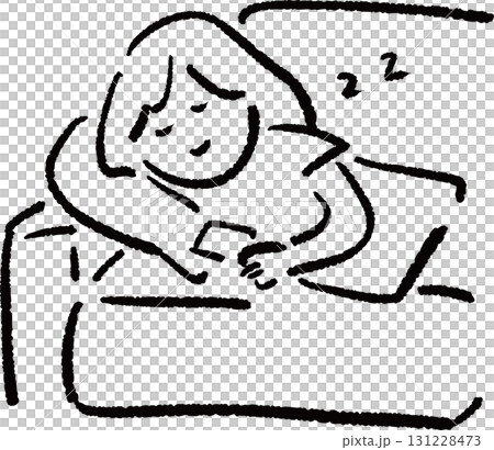 ソファで眠る女性のイラスト 131228473