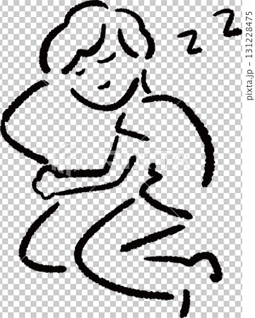 一個人用枕頭睡覺的插圖 一個人用枕頭睡覺的插圖 131228475