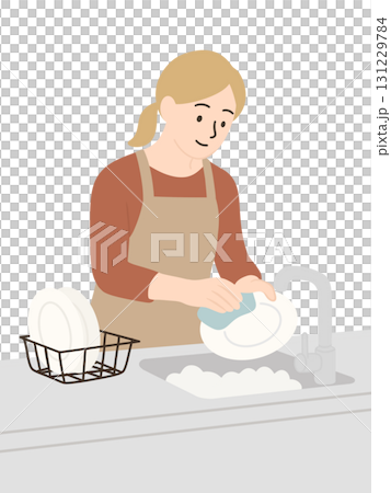 食器を洗う女性 131229784