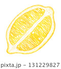 Half a lemon, watercolor illustration of a tropical fruit. Hand drawn isolated on a white background. Suitable for the design of menus, packaging, cosmetics, cards. 131229827