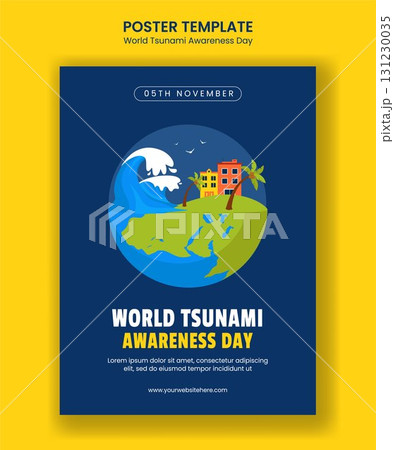 Vertical Poster Illustration of World Tsunami Awareness Day in Cartoon Templates Background Vertical Poster Illustration of World Tsunami Awareness Day in Cartoon Templates Background 131230035