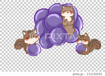 三隻松鼠吃葡萄透明背景 131230291