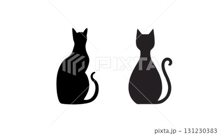 可愛い猫のシルエット 131230383