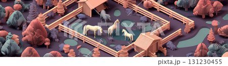 馬(午)のいる横長のテクスチャー 馬(午)のいる横長のテクスチャー 131230455