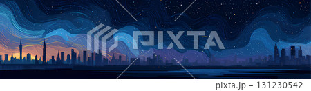 満天の星空と大都会の夜景-2 131230542