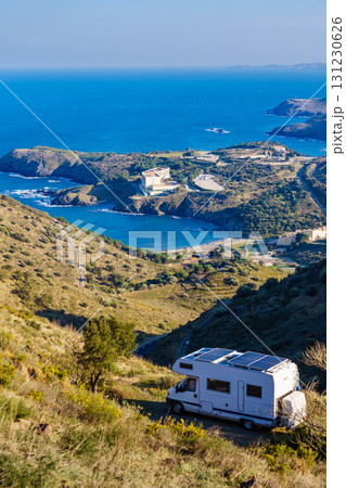 Caravan on coast in France Caravan on coast in France 131230626