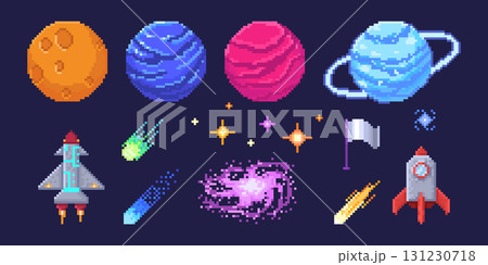 Retro pixel planet set 131230718