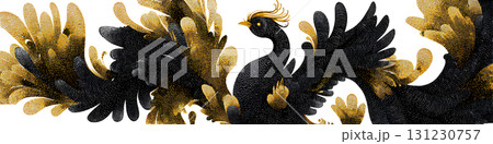 黒と金の和の鳳凰（フェニックス）のテクスチャー 131230757