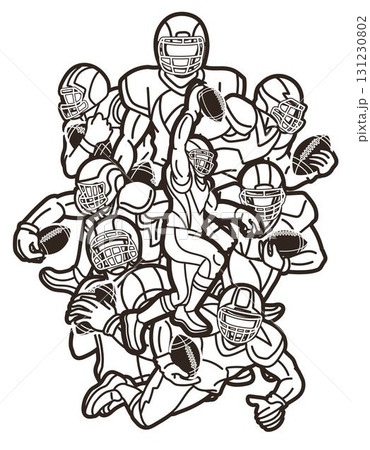 American Football Players Mix Action Outline Cartoon Sport Graphic Vector American Football Players Mix Action Outline Cartoon Sport Graphic Vector 131230802