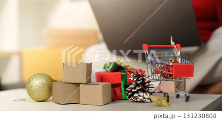Christmas Online Shopping with Mini Shopping Cart Christmas Online Shopping with Mini Shopping Cart 131230808
