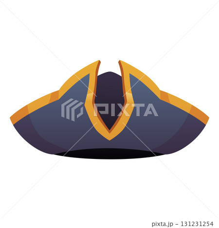 Pirate hat flat vector icon, blue captain's cocked hat, element of clothing for pirates and sailors, masquerade costume 131231254