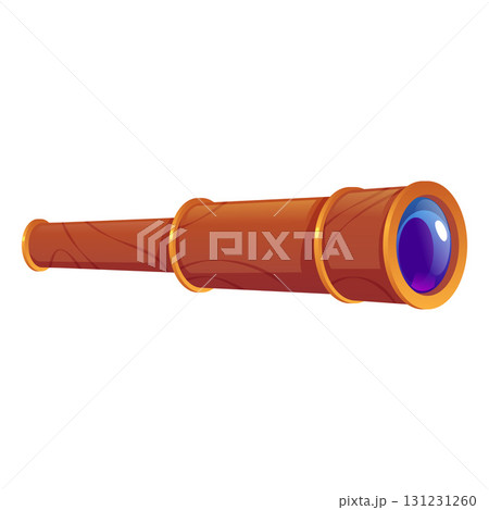 Spyglass vector icon, cartoon optical device, camping or hunting equipment, observation or navigation tool, binocular Spyglass vector icon, cartoon optical device, camping or hunting equipment, observation or navigation tool, binocular 131231260