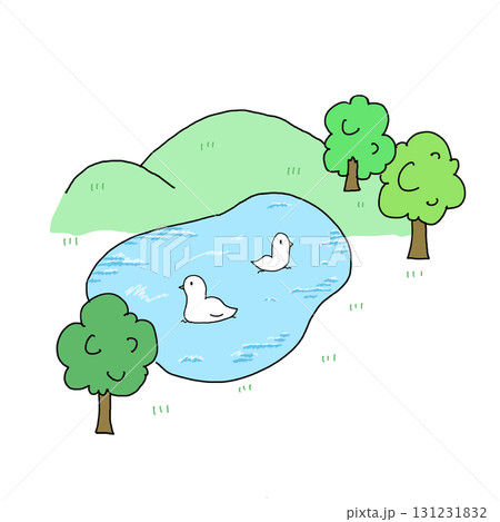 湖のカラーイラスト 131231832