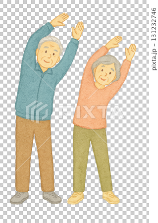 体操する高齢者夫婦の健康イラスト素材（切り抜き） 131232746