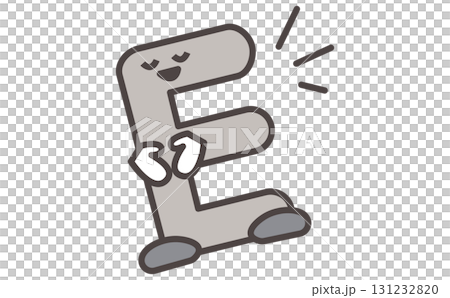 Eのアルファベットのイラストでかわいいキャラクター素材 Alphabet Letter E Cute 131232820