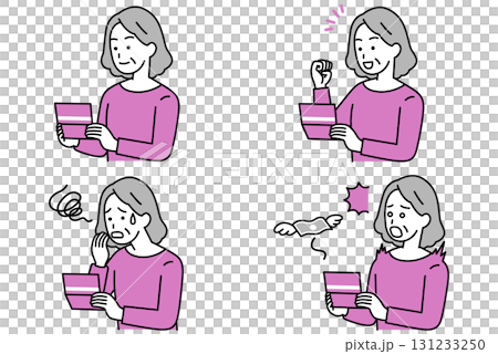 Elderly woman looking at bankbook set 131233250