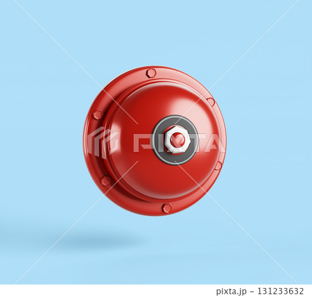 3d red fire alarm bell icon render. Electric round metal sound siren. Emergency fire warning system for home, office, school, mall, industrial or construction. Security fire equipment. 3D illustration 3d red fire alarm bell icon render. Electric round metal sound siren. Emergency fire warning system for home, office, school, mall, industrial or construction. Security fire equipment. 3D illustration 131233632