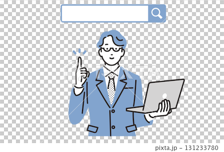 人物 検索バーとパソコンを持つビジネスパーソン男性 131233780