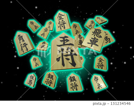 将棋イメージ（駒のイメージ／3DCG）黒バック 131234546