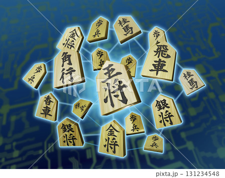 将棋イメージ（駒のイメージ／3DCG）黒バック 131234548