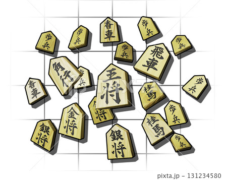 将棋イメージ（駒のイメージ／3DCG）白バック 131234580