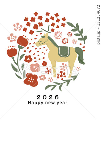 2026年　午年　年賀状テンプレート 131234672