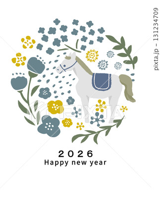 2026年 午年 年賀状テンプレート 2026年 午年 年賀状テンプレート 131234709
