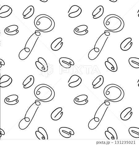 Hand drawn doodle coffee tools seamless pattern. Trending vector doodle illustrations for coffee shop and restaurant menu. Hand drawn coffee shop design concept and coffee break icons. Menu line art. 131235021