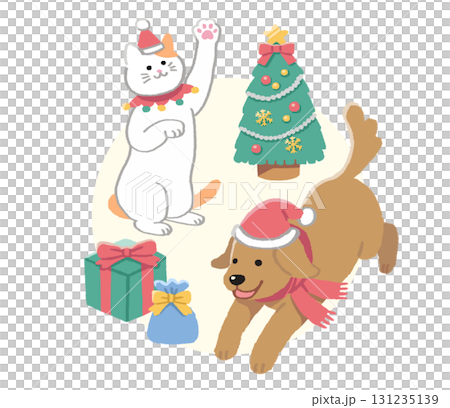 狗和貓慶祝聖誕節 狗和貓慶祝聖誕節 131235139