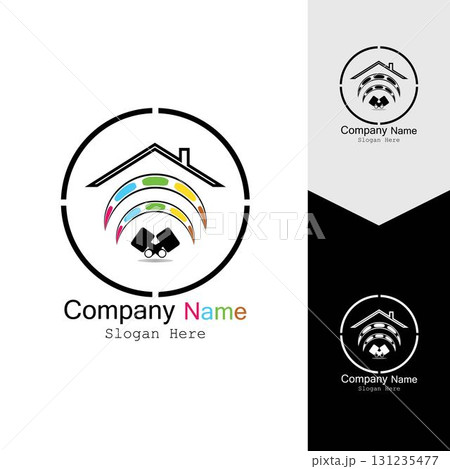 PAINT BUILDING ICON BACKGROUND VECTOR TEMPLATE 131235477