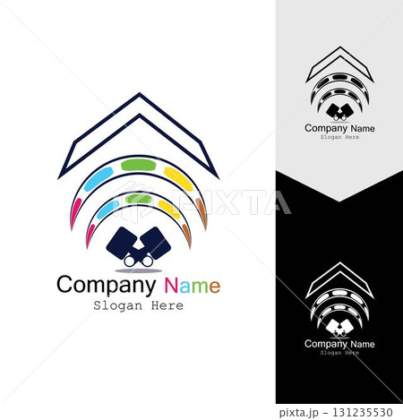 PAINT BUILDING ICON BACKGROUND VECTOR TEMPLATE 131235530