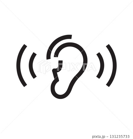 Ripple sound ear icon showing sound frequency...のイラスト素材 [131235733] - PIXTA