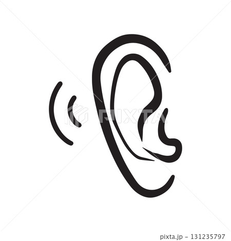 Global ear logo symbolizing international awareness of hearing health and sound Global ear logo symbolizing international awareness of hearing health and sound 131235797