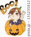 ハロウィン　かぼちゃから飛び出す女の子　白背景 131235812