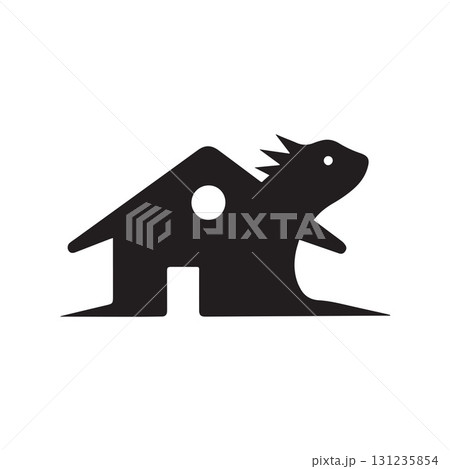 Circle home lizard design symbolizing protection, nature, and tropical lifestyle 131235854