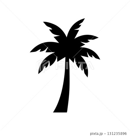 Hand-drawn palm tree illustration logo representing natural tropical charm and style 131235896