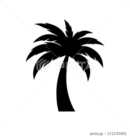 Two palm tree logo representing family vacation and warm tropical island experience 131235902