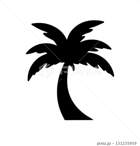 Minimalist palm tree icon representing vacation, relaxation and coastal lifestyle brand 131235959