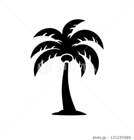 Minimal black palm logo perfect for beach fashion, travel agency and summer branding Minimal black palm logo perfect for beach fashion, travel agency and summer branding 131235988